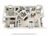This is a 3D floor plan of a 1100 square foot 2 bedroom Kettering at Washington Park Apartments in Centerville, OH.